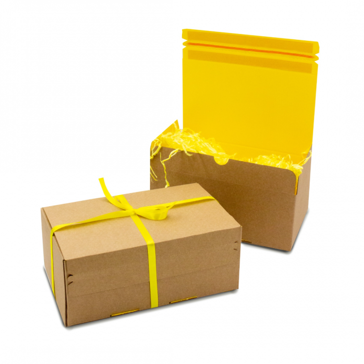 yellow printed taped postal boxes